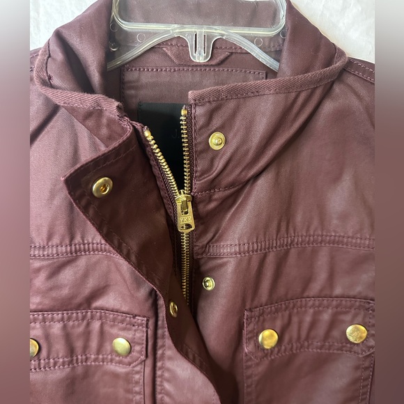 J.Crew Waxed Utility Field Jacket Burgundy XS Brass Snap Zip - Picture 6 of 10